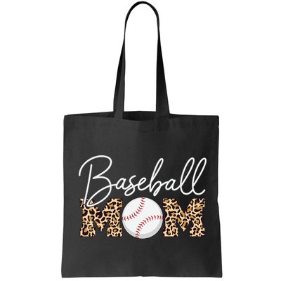 Baseball Mom - Leopard Print Cursive Script Bag