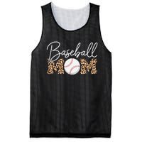 Baseball Mom - Leopard Print Cursive Script Mesh Reversible Basketball Jersey Tank