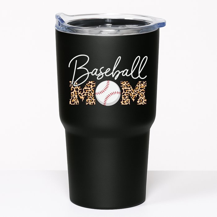 Baseball Mom - Leopard Print Cursive Script Tumbler