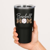 Baseball Mom - Leopard Print Cursive Script Tumbler