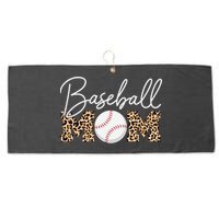 Baseball Mom - Leopard Print Cursive Script Large Microfiber Waffle Golf Towel