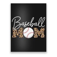 Baseball Mom - Leopard Print Cursive Script Poster