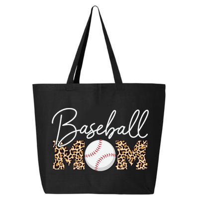 Baseball Mom - Leopard Print Cursive Script 25L Jumbo Tote