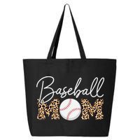 Baseball Mom - Leopard Print Cursive Script 25L Jumbo Tote