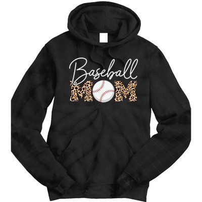 Baseball Mom - Leopard Print Cursive Script Tie Dye Hoodie