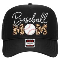 Baseball Mom - Leopard Print Cursive Script Trucker Hat