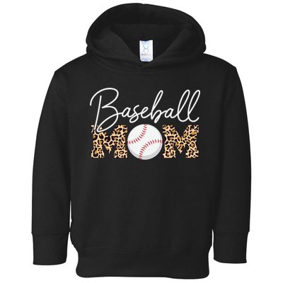 Baseball Mom - Leopard Print Cursive Script Toddler Hoodie