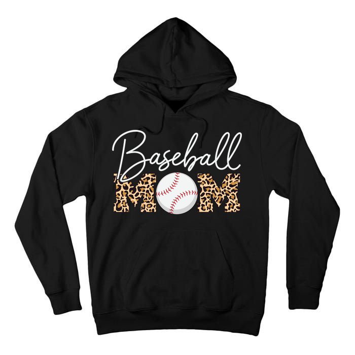 Baseball Mom - Leopard Print Cursive Script Tall Hoodie