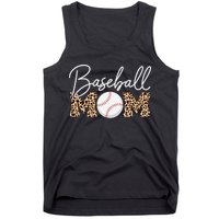 Baseball Mom - Leopard Print Cursive Script Tank Top