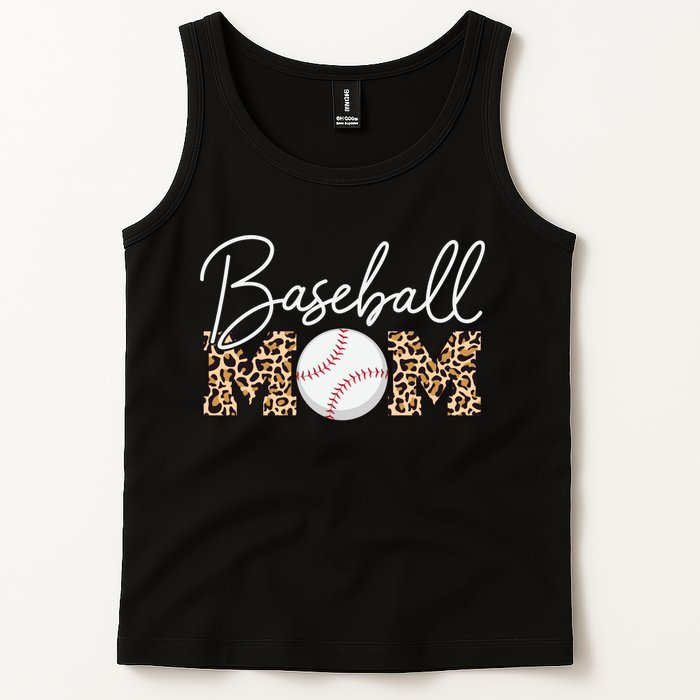 Baseball Mom - Leopard Print Cursive Script Tank Top