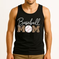 Baseball Mom - Leopard Print Cursive Script Tank Top