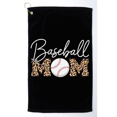 Baseball Mom - Leopard Print Cursive Script Golf Towel