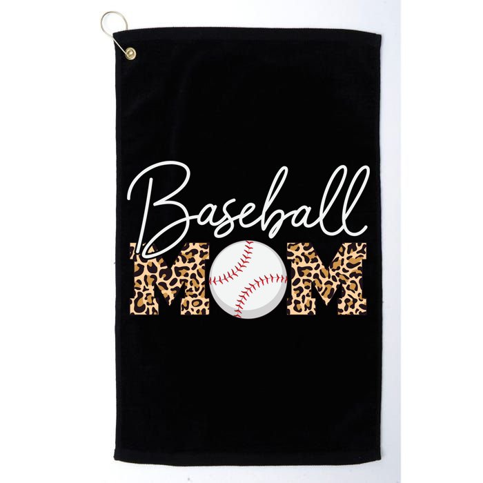 Baseball Mom - Leopard Print Cursive Script Golf Towel