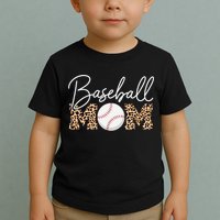 Baseball Mom - Leopard Print Cursive Script Toddler T-Shirt