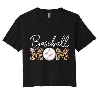 Baseball Mom - Leopard Print Cursive Script Crop Top
