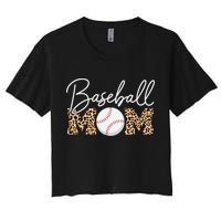 Baseball Mom - Leopard Print Cursive Script Crop Top
