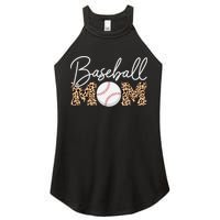 Baseball Mom - Leopard Print Cursive Script Women's Perfect Tri Rocker Tank