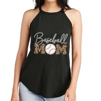 Baseball Mom - Leopard Print Cursive Script Women's Perfect Tri Rocker Tank