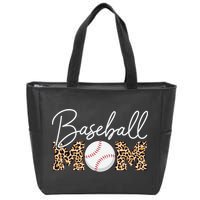 Baseball Mom - Leopard Print Cursive Script Zip Tote Bag