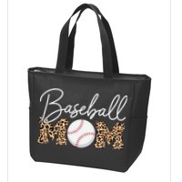 Baseball Mom - Leopard Print Cursive Script Zip Tote Bag