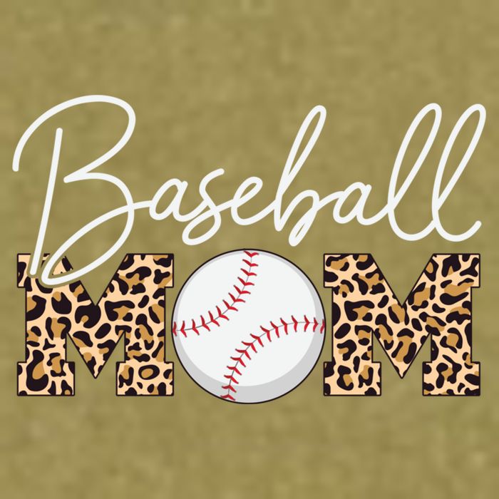 Baseball Mom - Leopard Print Cursive Script Garment-Dyed Women's Muscle Tee