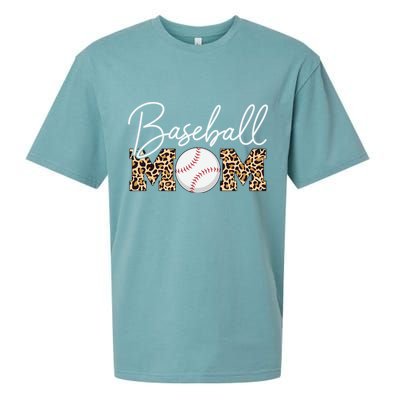 Baseball Mom - Leopard Print Cursive Script Sueded Cloud Jersey T-Shirt