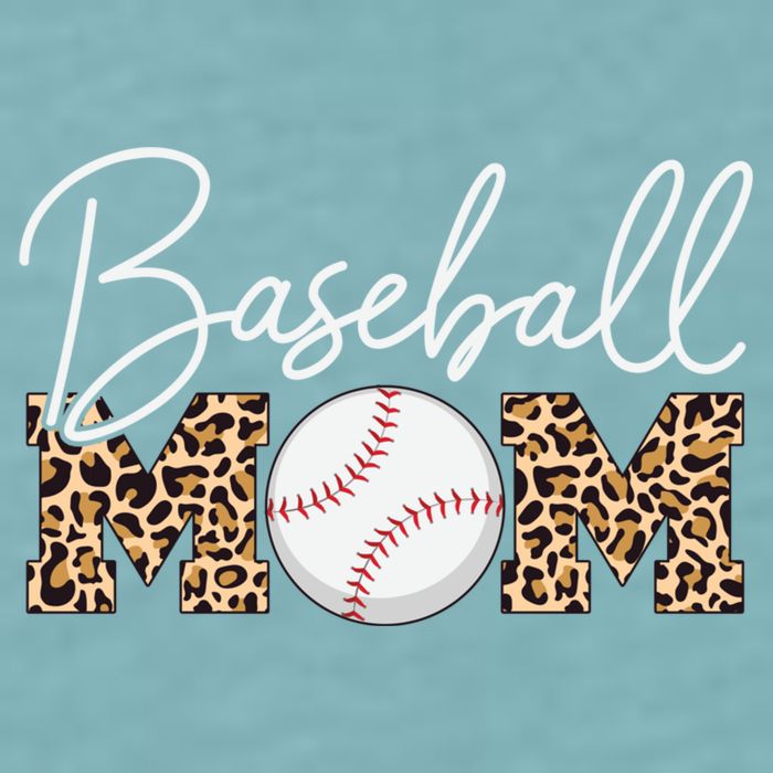 Baseball Mom - Leopard Print Cursive Script Sueded Cloud Jersey T-Shirt