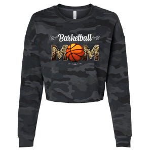 Basketball Mom Leopard Funny Ball Mom MotherS Day Mommy Cropped Pullover Crew