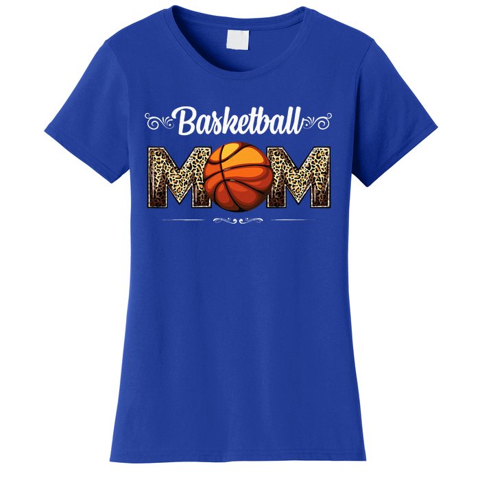 Basketball Mom Leopard Funny Ball Mom MotherS Day Mommy Women's T-Shirt