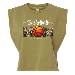 Basketball Mom Leopard Funny Ball Mom MotherS Day Mommy Garment-Dyed Women's Muscle Tee