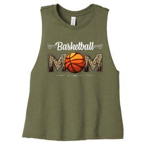 Basketball Mom Leopard Funny Ball Mom MotherS Day Mommy Women's Racerback Cropped Tank