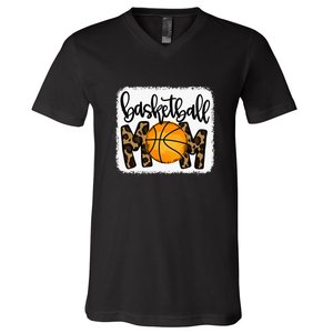 Basketball Mom Leopard Basketball Mama V-Neck T-Shirt