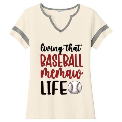 Baseball Memaw Life Baseball Grandma Memaw Gift Ladies Halftime Notch Neck Tee