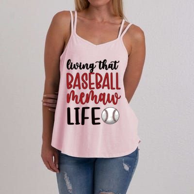 Baseball Memaw Life Baseball Grandma Memaw Gift Women's Strappy Tank