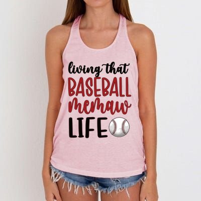 Baseball Memaw Life Baseball Grandma Memaw Gift Women's Knotted Racerback Tank