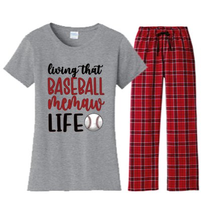 Baseball Memaw Life Baseball Grandma Memaw Gift Women's Flannel Pajama Set