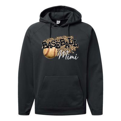 Baseball Mimi Leopard gift for Mother's Day Performance Fleece Hoodie