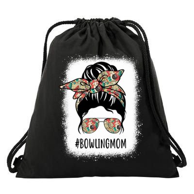 Bowling Mom Life Messy Bun Hair Bleached Great Gift Drawstring Bag