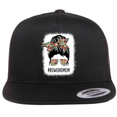 Bowling Mom Life Messy Bun Hair Bleached Great Gift Flatbill Hat