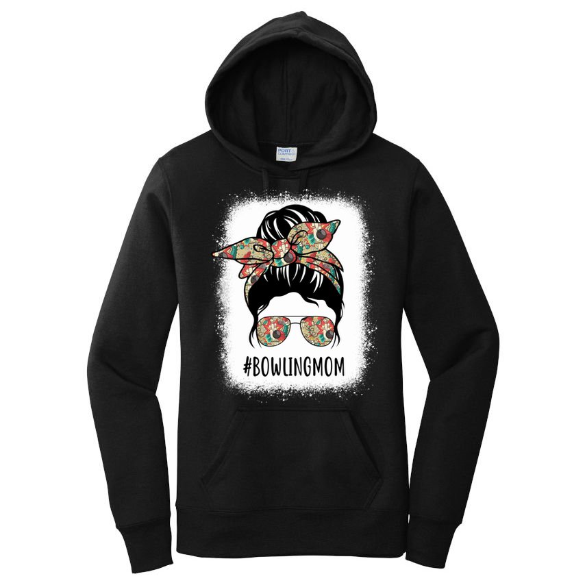 Bowling Mom Life Messy Bun Hair Bleached Great Gift Women's Pullover Hoodie