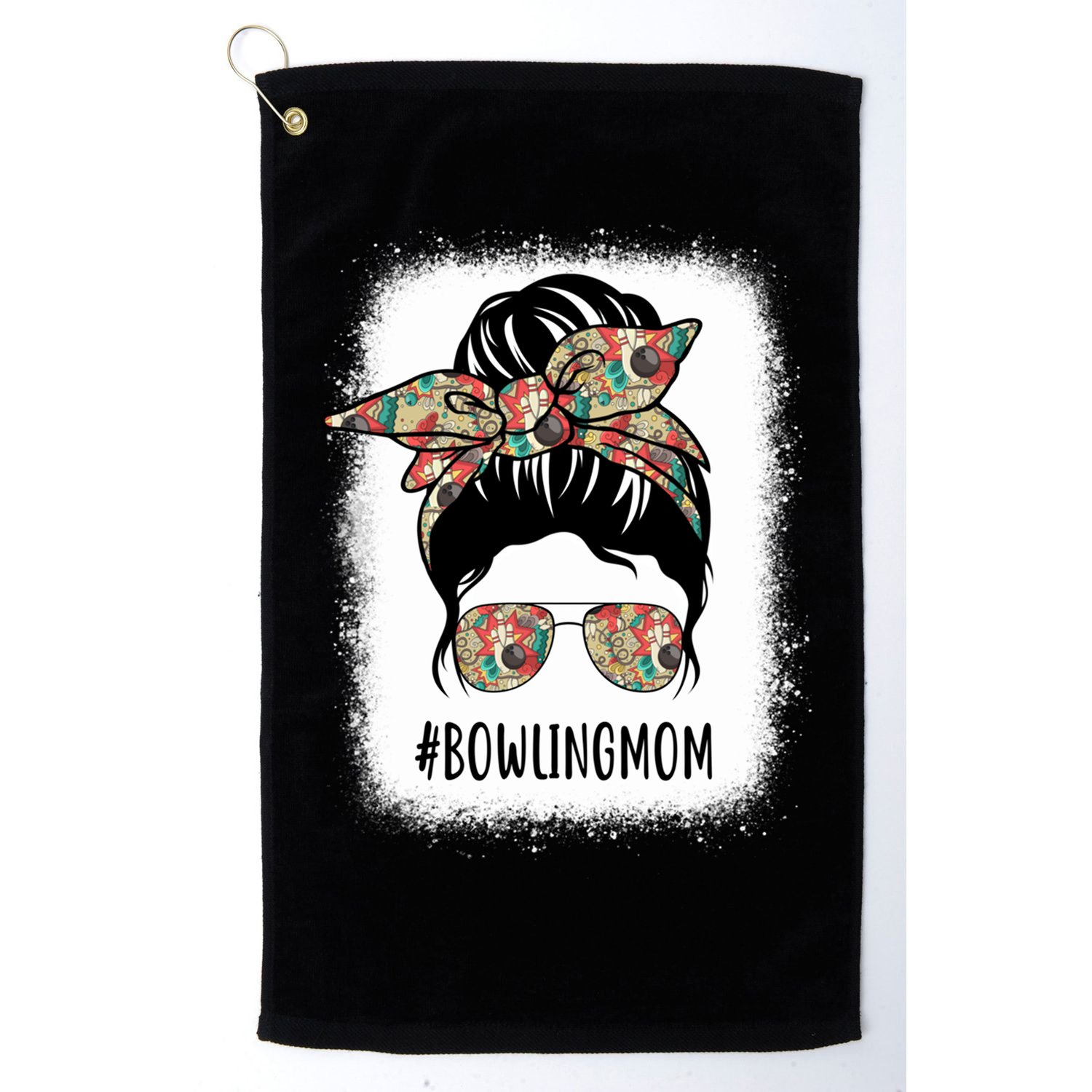 Bowling Mom Life Messy Bun Hair Bleached Great Gift Golf Towel