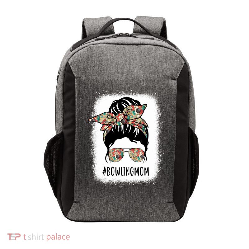 Bowling Mom Life Messy Bun Hair Bleached Great Gift Vector Backpack