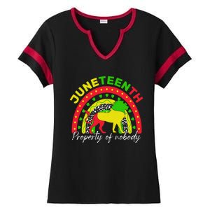 Boho Melanin Lion Black Juneteenth Property Of Nobody 1865 Ladies Halftime Notch Neck Tee