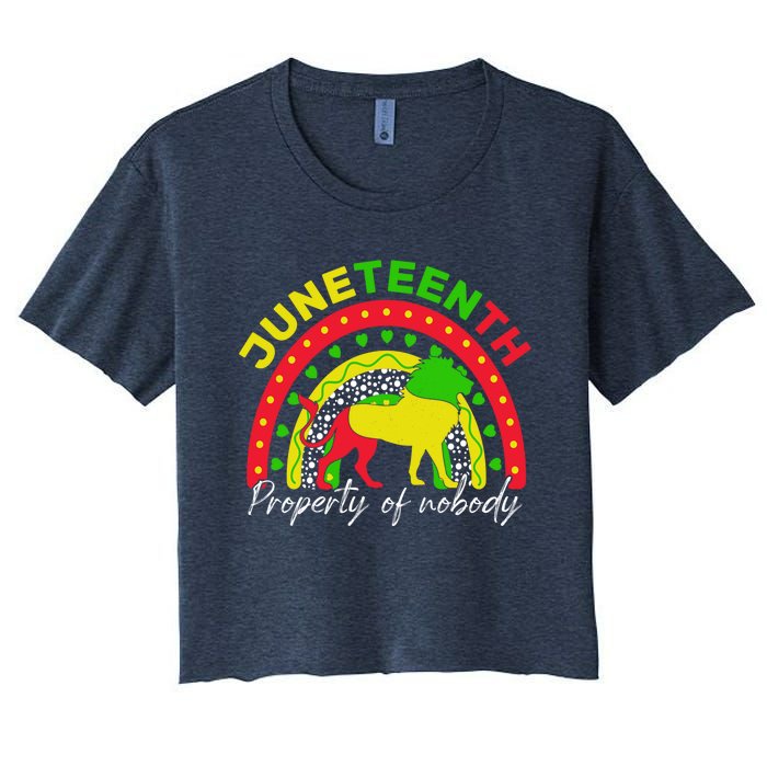 Boho Melanin Lion Black Juneteenth Property Of Nobody 1865 Women's Crop Top Tee