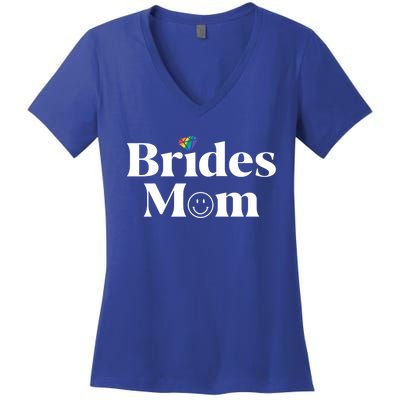 Brides Mom Lesbian Bachelorette Party Pride Beach Squad Gift Women's V-Neck T-Shirt