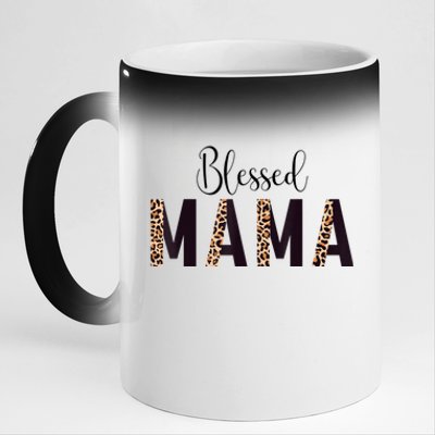 Blessed Mama Leopard Print Mom Thanksgiving Mothers Day 11oz Black Color Changing Mug