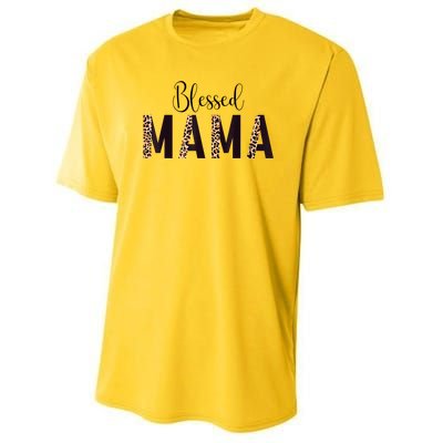 Blessed Mama Leopard Print Mom Thanksgiving Mothers Day Youth Performance Sprint T-Shirt