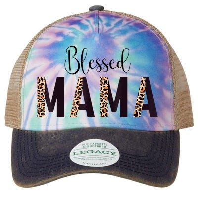 Blessed Mama Leopard Print Mom Thanksgiving Mothers Day Legacy Tie Dye Trucker Hat