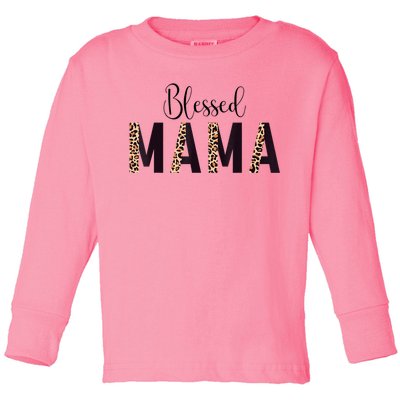 Blessed Mama Leopard Print Mom Thanksgiving Mothers Day Toddler Long Sleeve Shirt