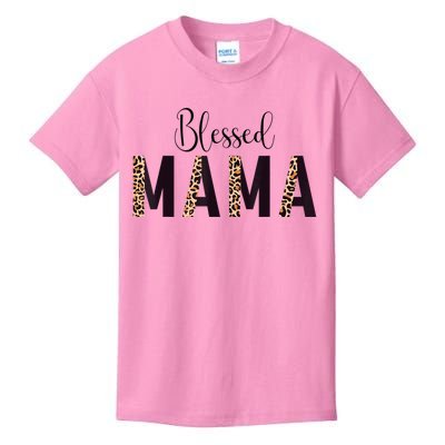 Blessed Mama Leopard Print Mom Thanksgiving Mothers Day Kids T-Shirt